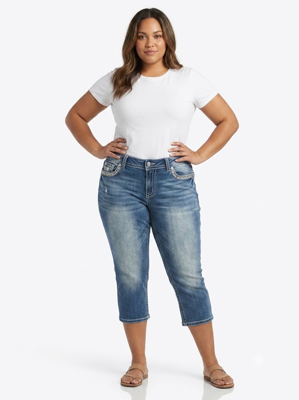 Daytrip Aries Medium Blue Washed Capris
